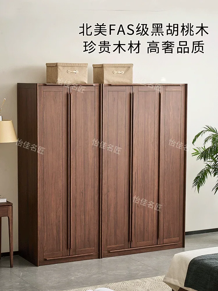 All Solid Wood Wardrobe Black Walnut Antique Home Bedroom Door Large Wardrobex14