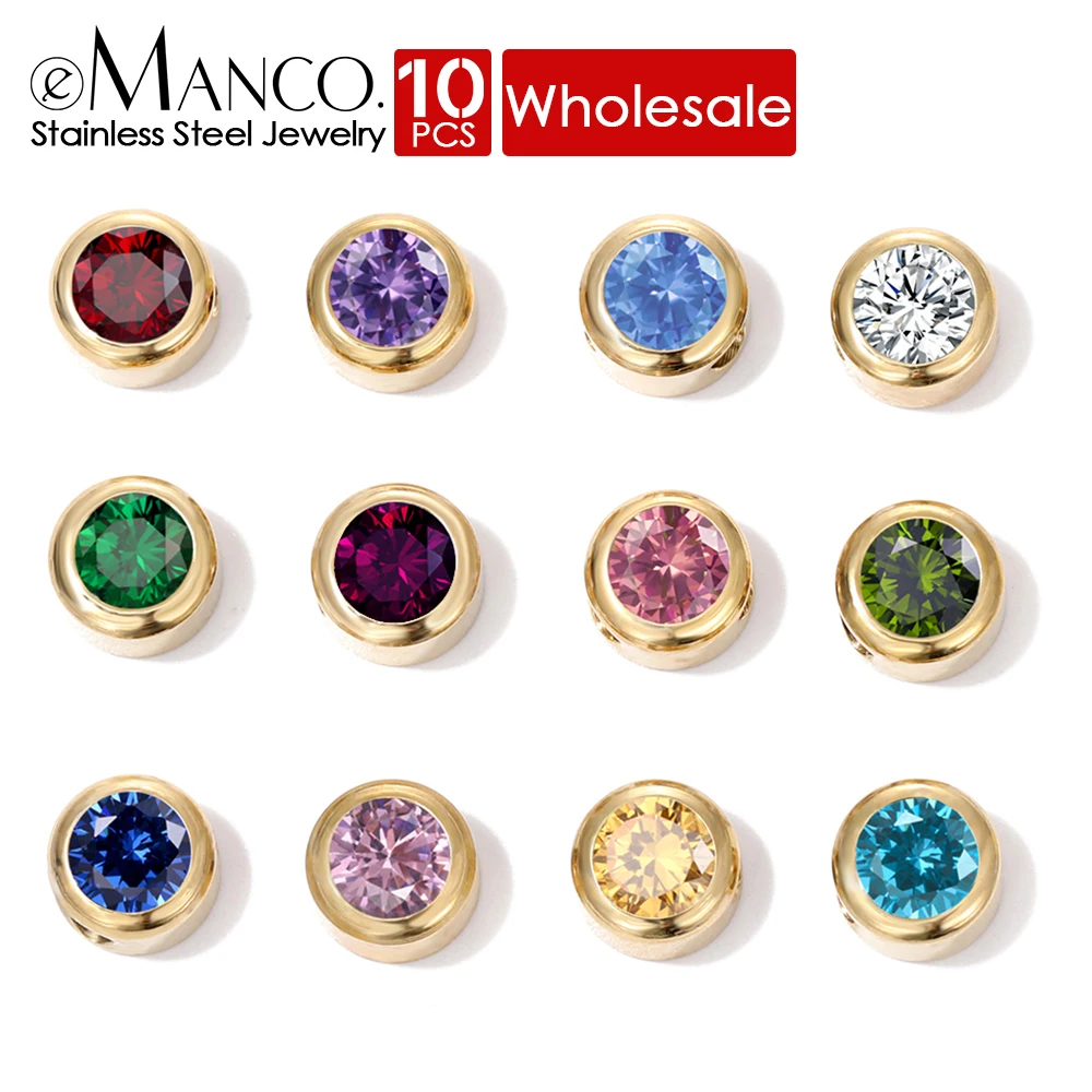 eManco 10PCS Pendant Fashion Birthstone For Making  Jewelry Women DIY Accessories  Stainless Steel Charm Rhinestone Necklace