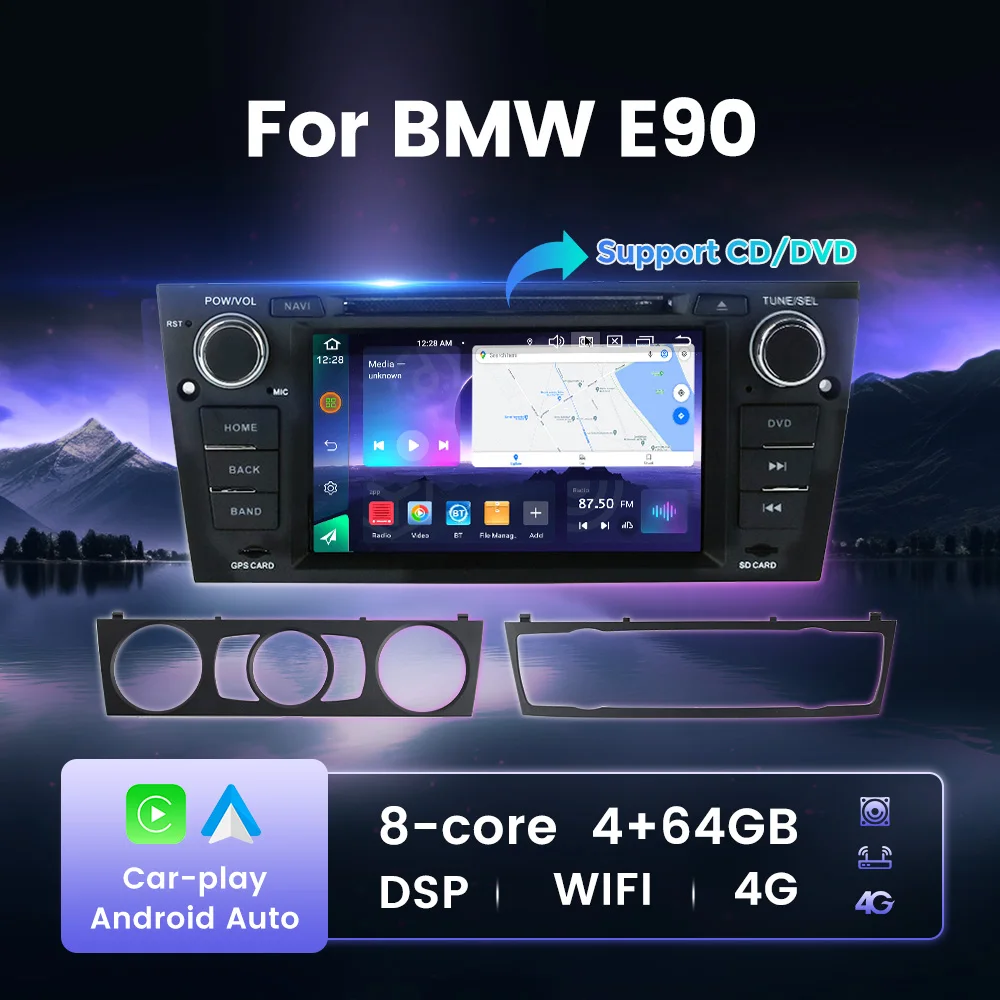 

Автомагнитола 2DIN на Android 13, мультимедийный плеер с поддержкой CD/DVD, GPS, BT, DSP, для BMW 3 серии E90, E91, E92, E93