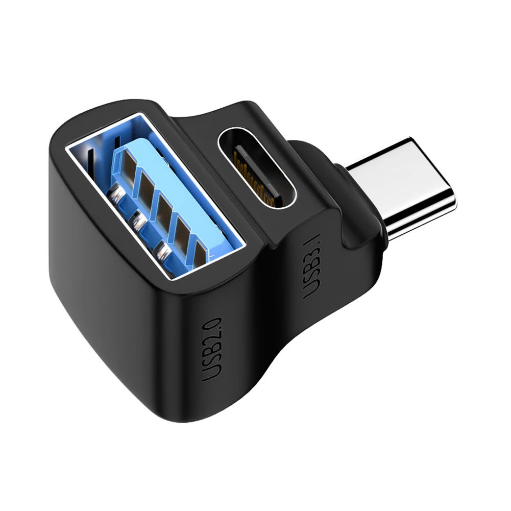 1 To 2 USB-C Male To USB-C USB-A Female Adapter 100W USB-C Charging Converter 20Gbps 180 Degree U-shaped for STEAM DECK/Switch