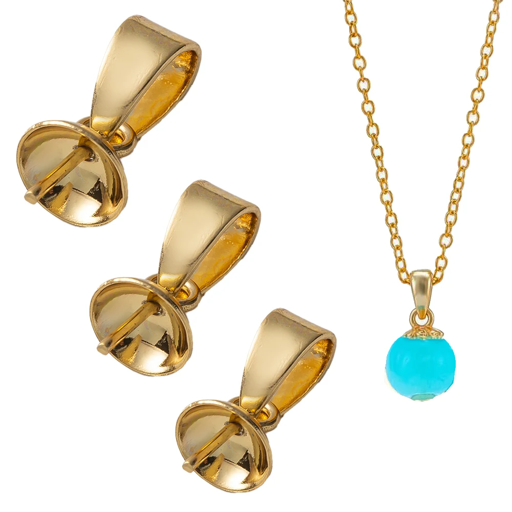 

10 шт., чашка из нержавеющей стали, жемчужный винт, штифт для глаз, подвески с подвесным разъемом для изготовления ювелирных изделий своими руками с полупросверленными бусинами