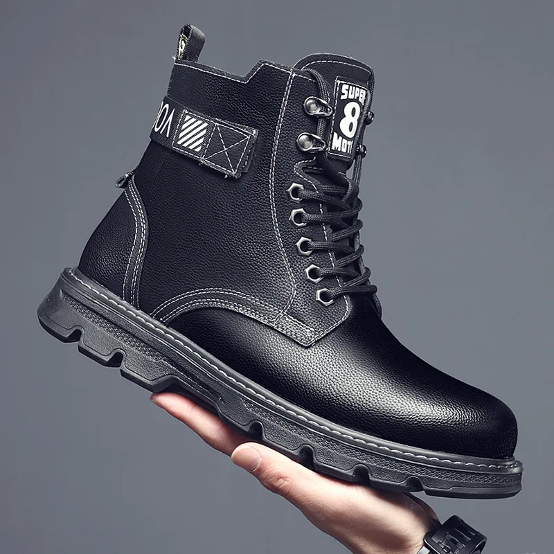 

Новые мужские высокие рабочие ботинки для осенне-зимней молодежи с модными плюшевыми ботинками на толстой подошве.