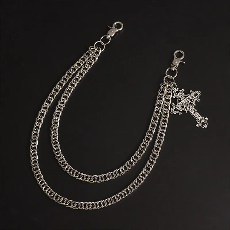 موضة الشرير السراويل المعدنية سلسلة الهيب هوب الخصر سلسلة الصليب قلادة الجينز سلسلة للرجال النساء اكسسوارات الهدايا