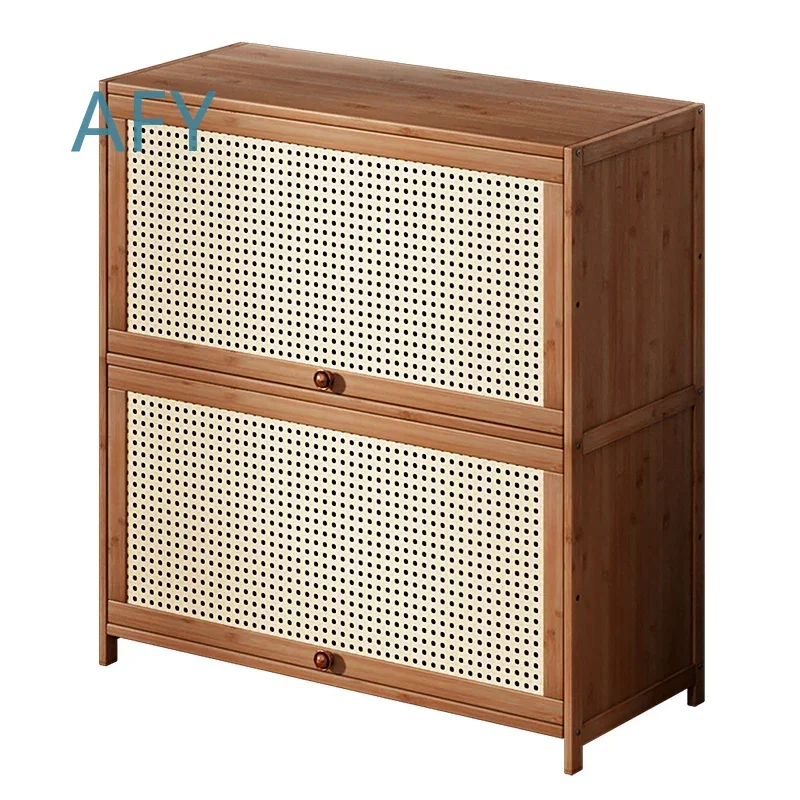 Wooden Leisure Style Modern Living Room Cabinet for TV Storage Bamboo Side Drawers Italian Design Furniture for Sofa