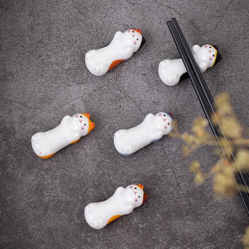 1PC Lovely Cat Shaped Ceramic Chopstick Holder For Kitchen Dining Table Chopsticks Accessories