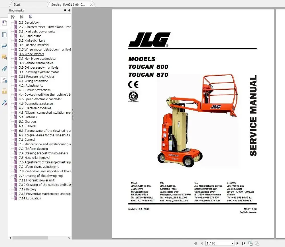 JLG Lift Operators Service and Part Manuals 2022 Full PDF 45GB