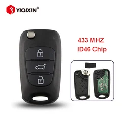 YIQIXIN Flip Remote Car Key For Hyundai I20 I30 IX35 Avante For Kia Sportage Picanto 3 Rio K2 K3 K5 Cerato 433MHZ ID46 Chip