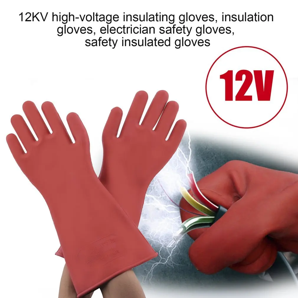 Hot Professional High Voltage Electrical Insulating Gloves 12kv Anti-electricity Protect Gloves Rubber Electrician Safety Glove