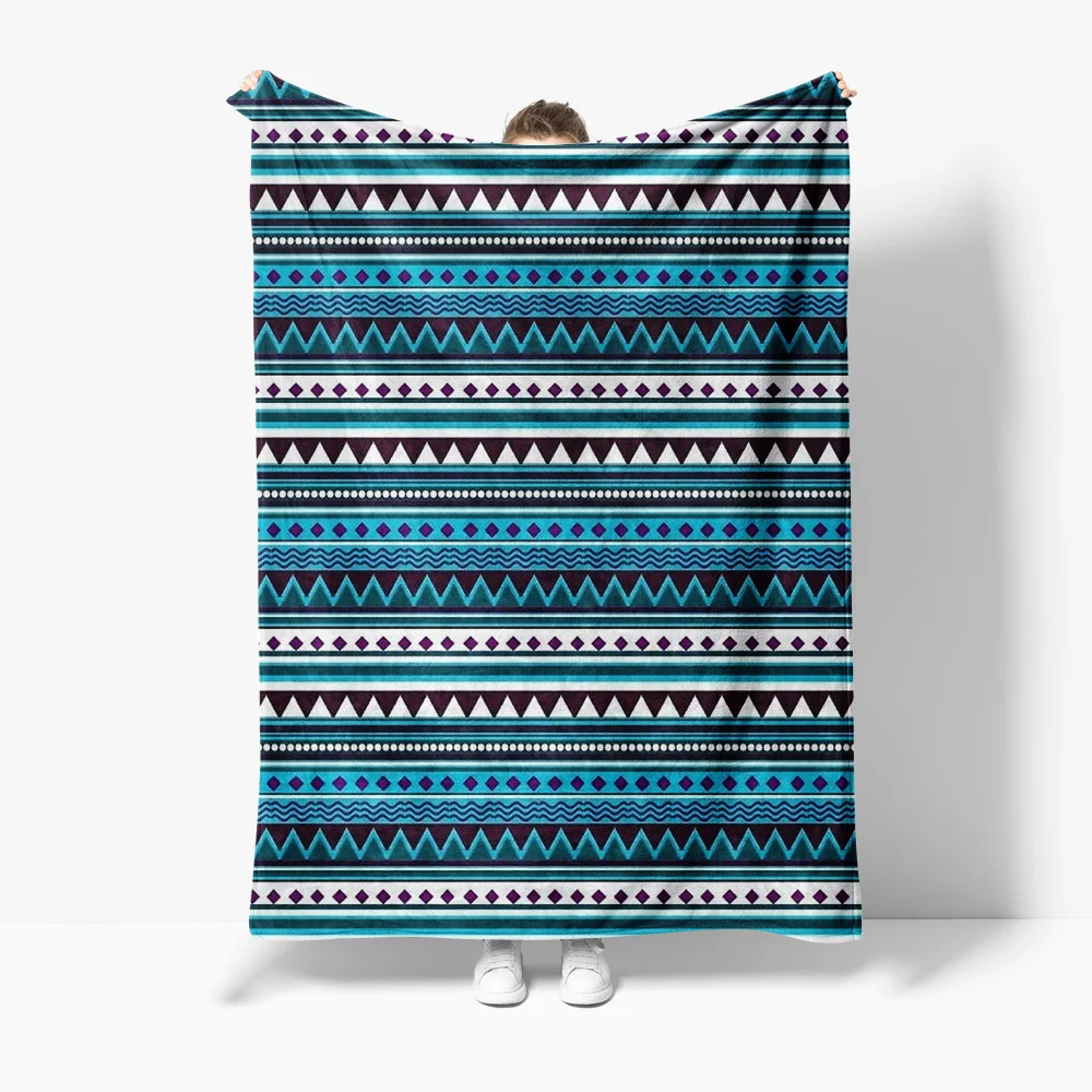 Colorful Tribal Pattern Blanket Geometric Kilim Style Throw Blanket Soft Cozy Sofa Bed Bedspread for Kids Teens Women