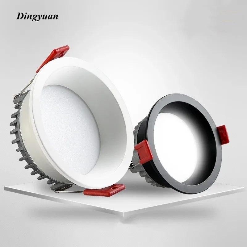 Dimmable Recessed LED Downlights 7W/9W/12W/15W COB Anti-Glare Ceiling Spot Lights AC85-265V Indoor Background Lamps for Ligh