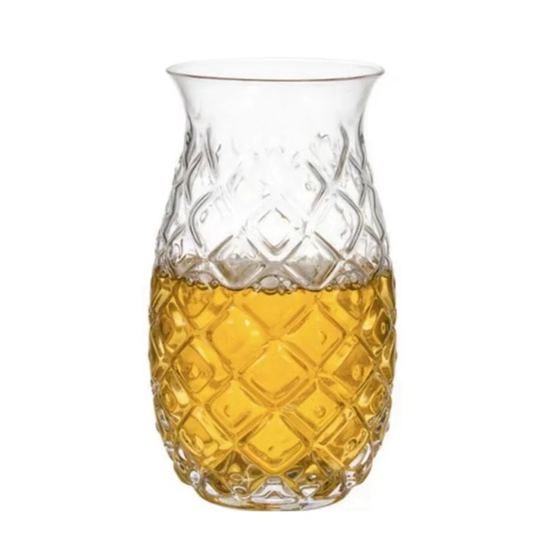 A72P 3Pcs Pineapple Cocktail Glasses Embossed Juice Glasses For Cocktails And Drinks