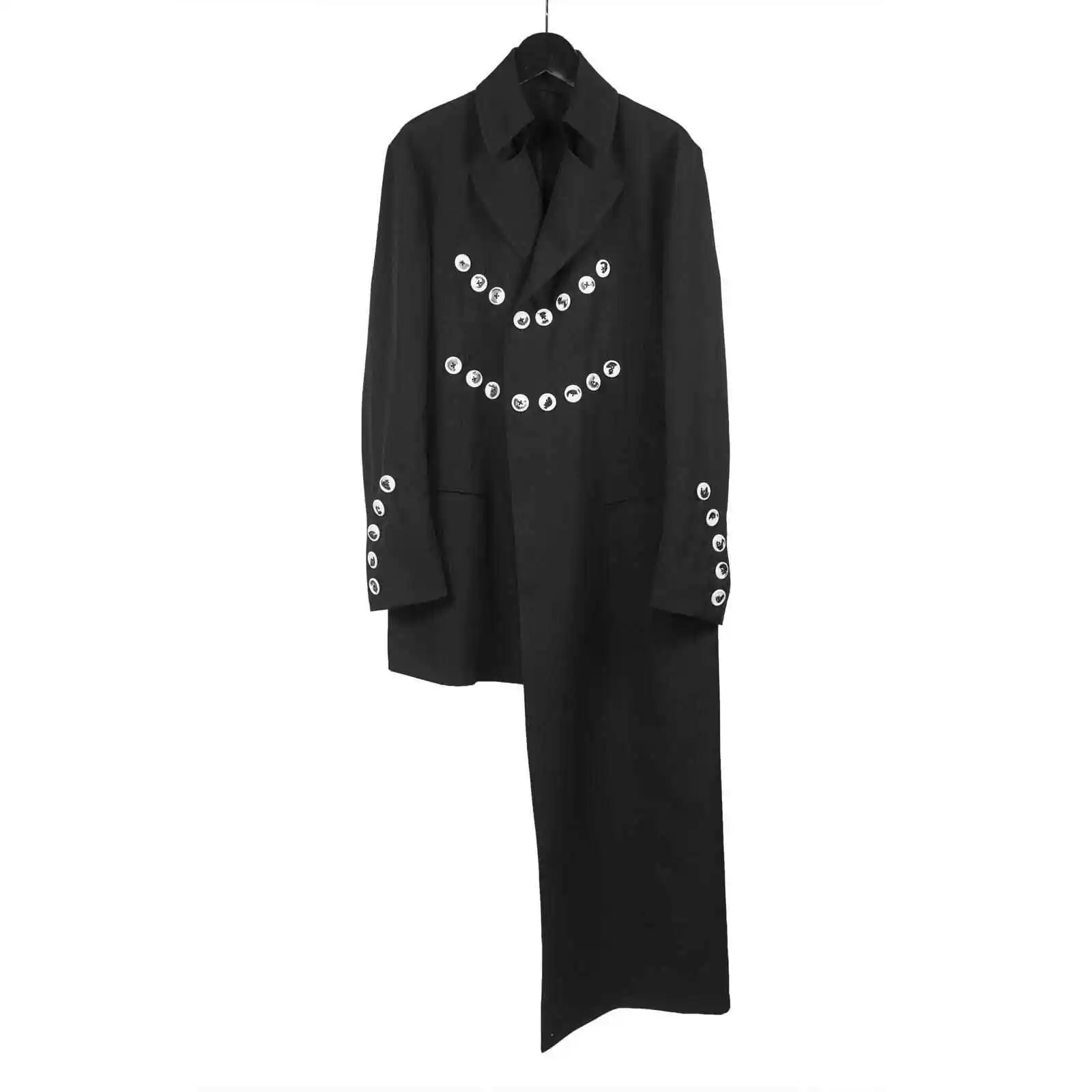 

TOP-YAMAMOTO оригинальный дизайн темная ниша шерстяная куртка средней длины свободное пальто с чернильной пряжкой