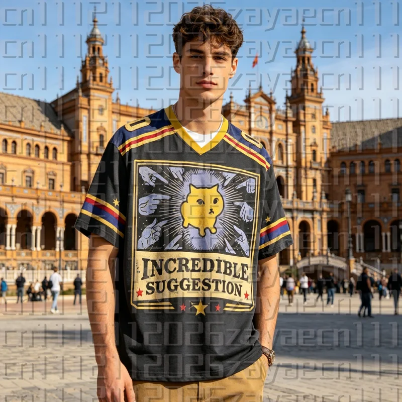 2026 Outrageous and Addictive 'magical Advice' Social Anxiety Cat Jerseys Quirky Street Tee Comfortable Parent Child Clothing