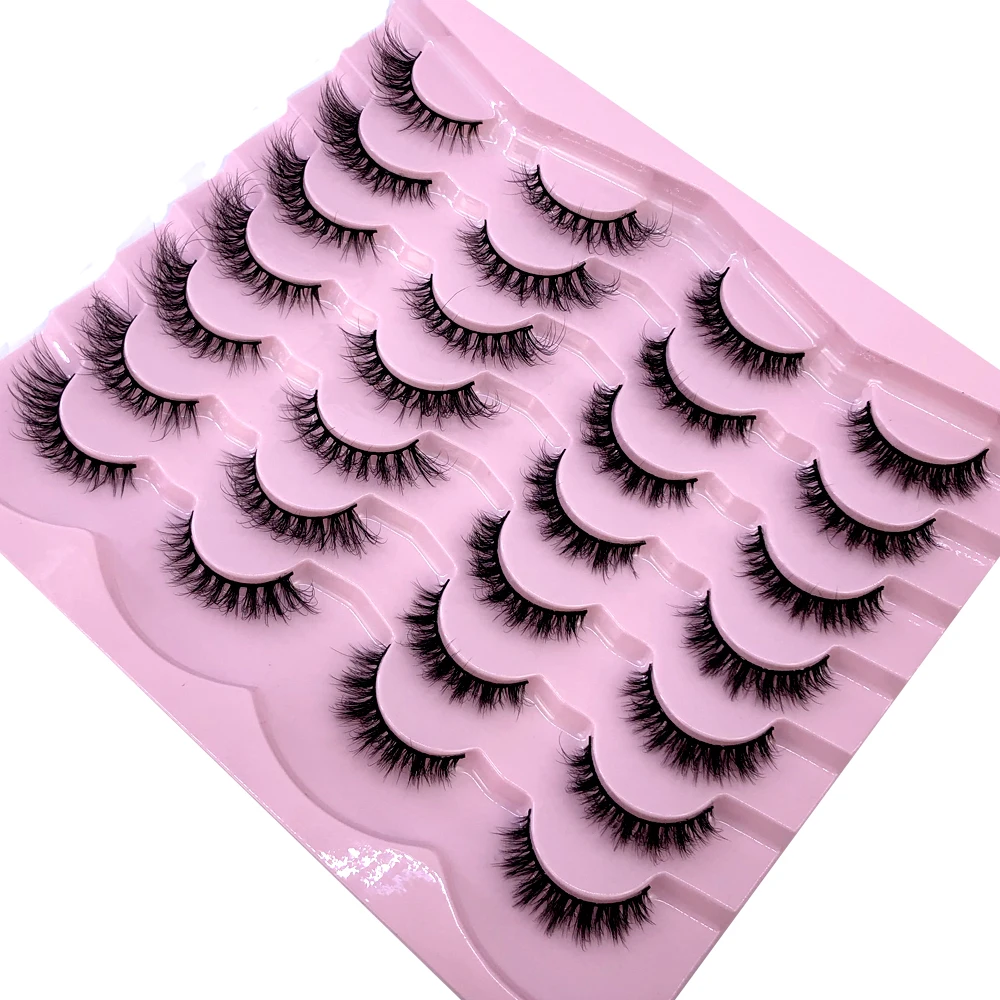 14 คู่ CAT EYE 3D Mink Lashes ขนตายาวธรรมชาติ Dramatic ขนตาปลอม Faux Cils แต่งหน้า Fake Eyelashes EXTENSION Maquiage