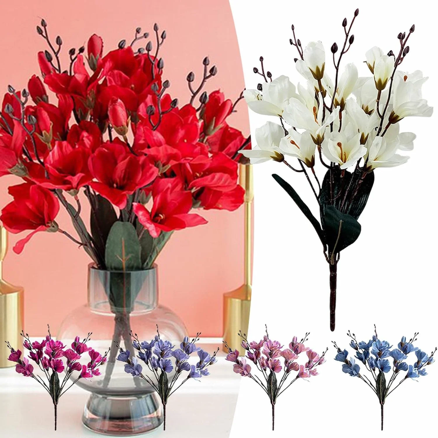 Artificial Plants & Flowers Magnolia Flower Autumn Orchid Decoratio for Wedding Bridal Shower Centerpieces Floral Arrangements P