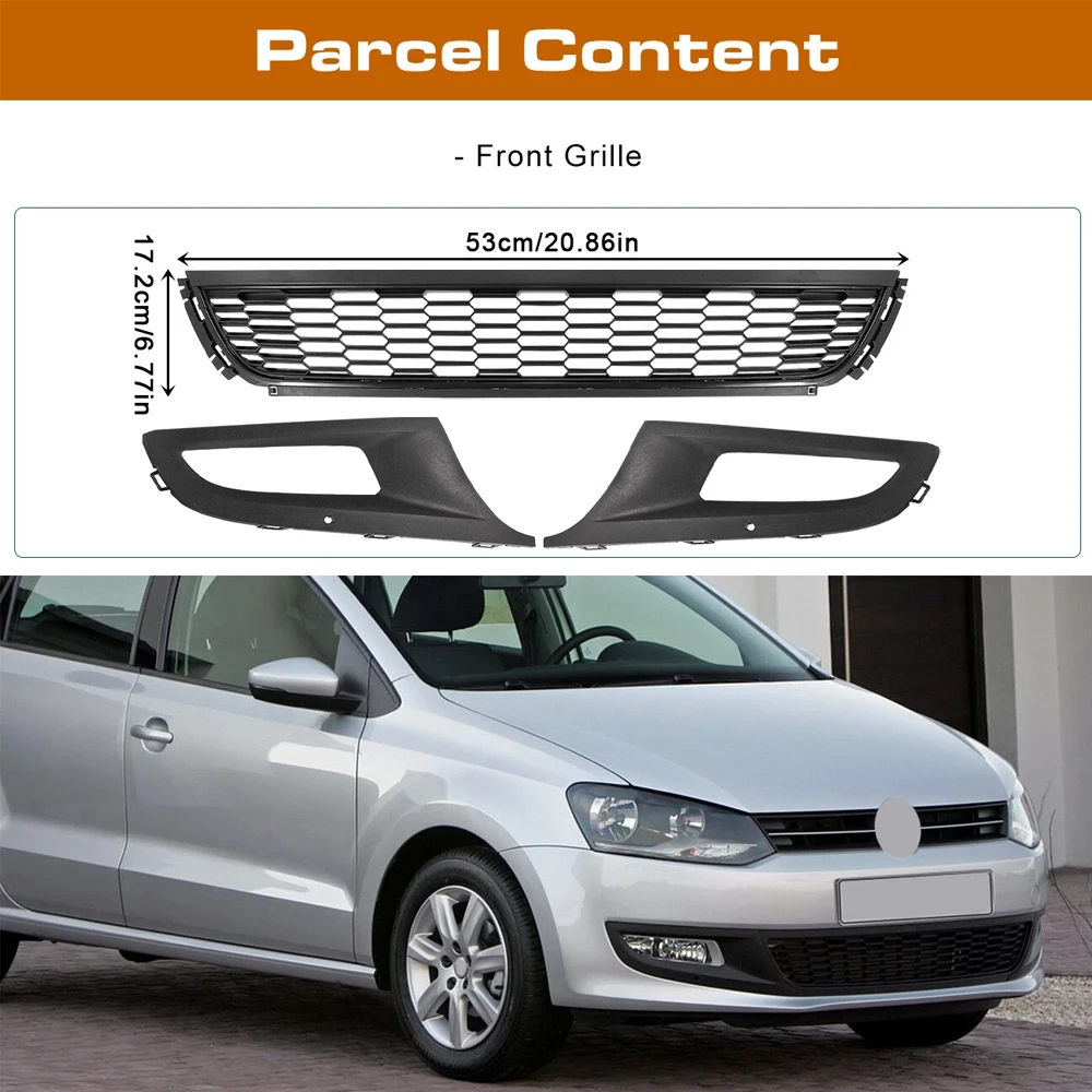 3 قطعة جديد جودة المصد الأمامي للسيارة السفلى مركز مصبغة ترقية مجموعة لشركة فولكس فاجن بولو 6R 2009 - 2014 اكسسوارات السيارات #2