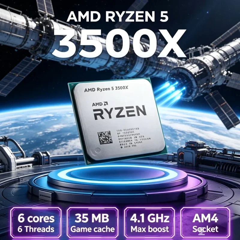 Ryzen5 3500X AMD Desktop CPU 6C6T 35MB Game Cache 4.1GHz Max Boost AM4 Socket DIY PC Assembly Computer Processor