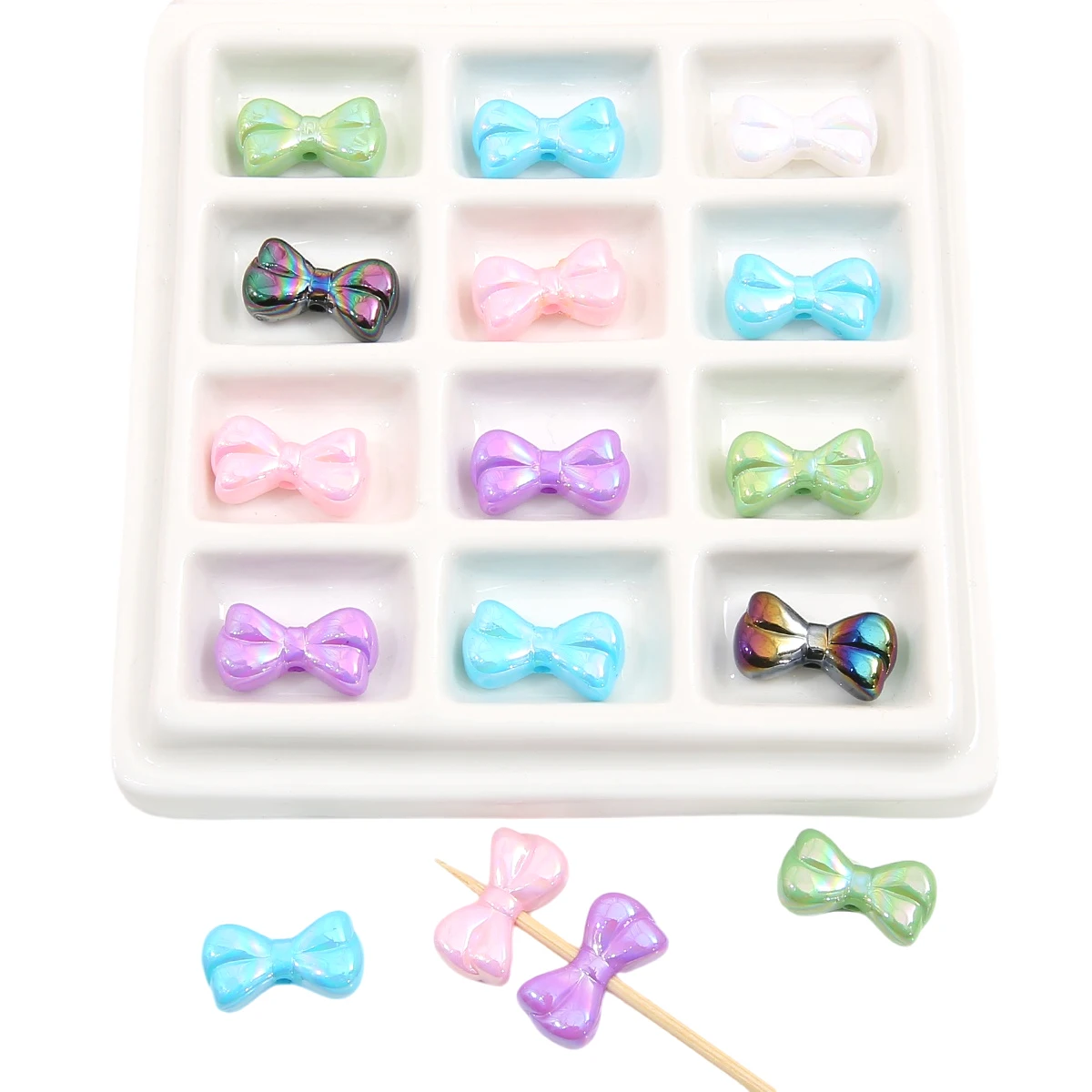 

10pcs Acrylic Loose Beads Bow Knots Beads 1.5mm Hole for DIY Handmade Jewelry Accessories Bracelet Necklace Earring Making