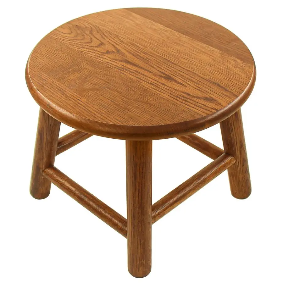 

9Inch Round Step Stool for Adults amp Kids, USA Grown Solid Oak Hardwood Ottoman, Sturdy Small Foot Stool for Kitchen, Bedside,
