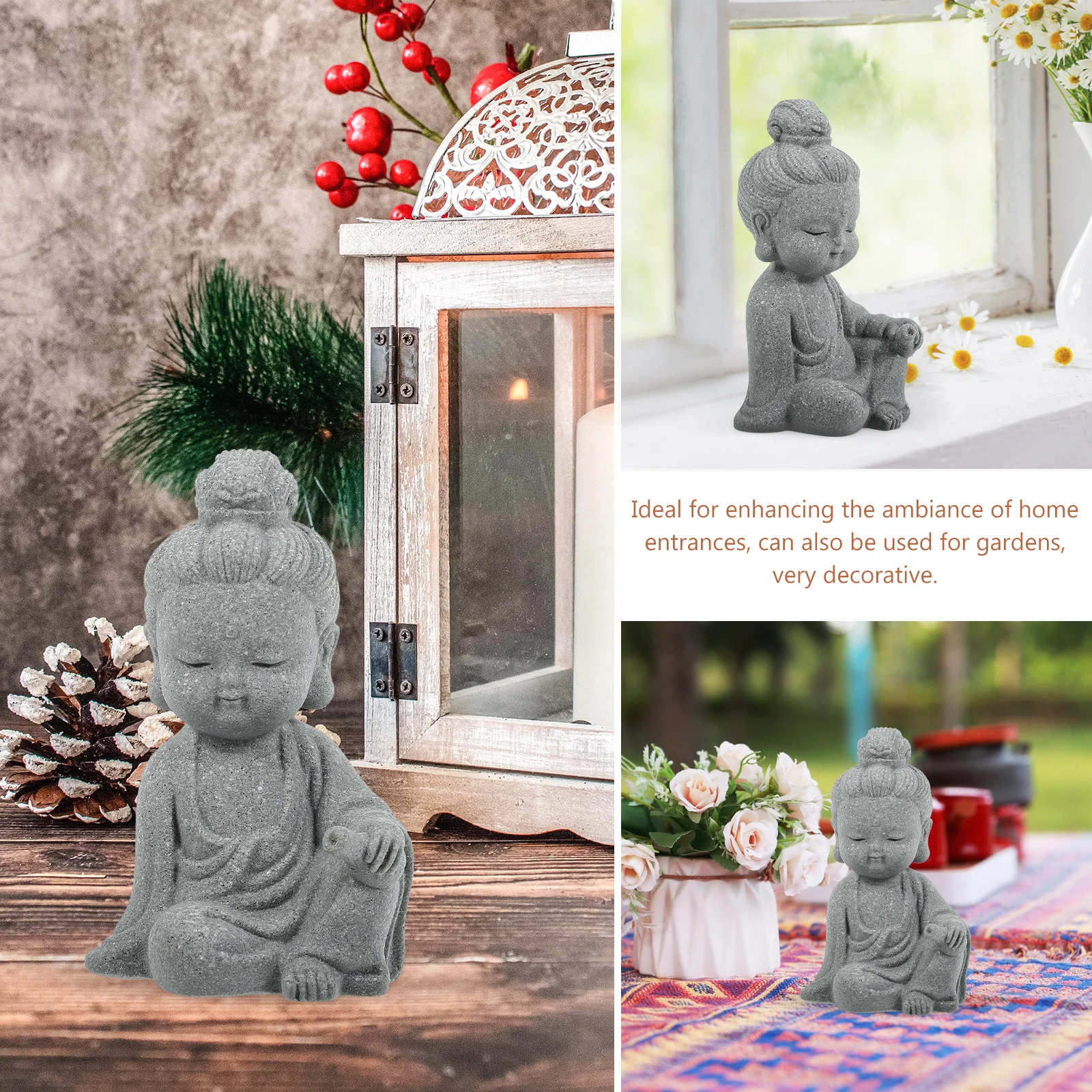 

Mini Buddha Resin Craft Figurine Exquisite Buddha Decor 10cm Gray Desktop Tea Pet nament Decoration Sculpture Art