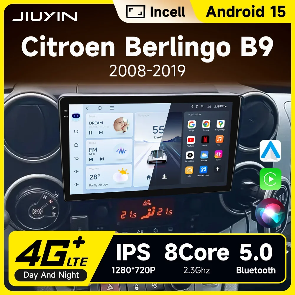 JIUYIN For Citroen Berlingo B9 Peugeot Partner 2008-2019 Car Radio Multimedia Navigation 2din Android Autoradio CarPlay Stereo