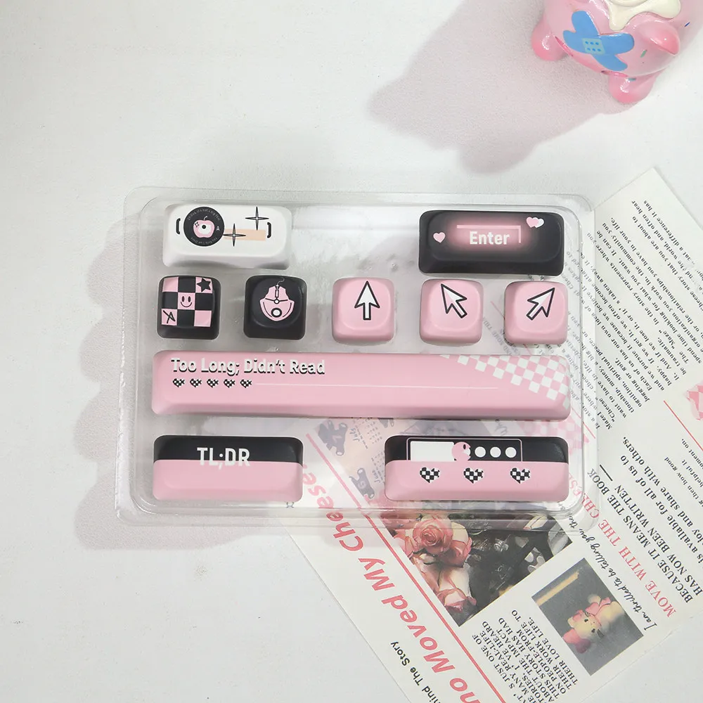 Custom Keycaps Set 10 Keys PBT Sublimation MOA Cute Keycap with Spacebar Enter Arrow Keys for  Mechanical Keyboard