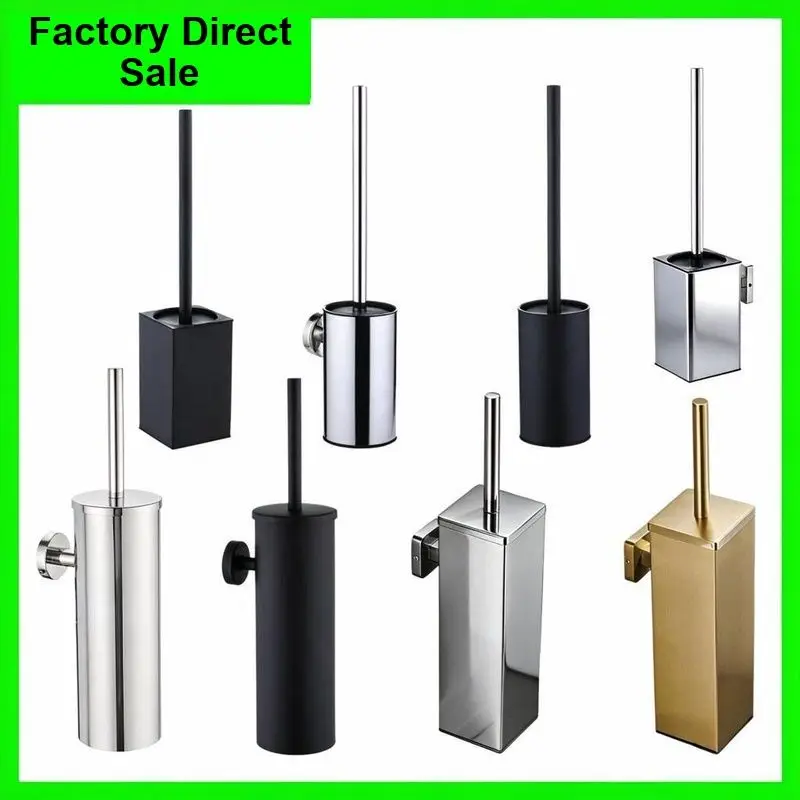 Stainless Steel Toilet Brush, Wall-mounted Cleaning Brush for Hotel Bathrooms, Cylindrical Splash-proof Floor-standing