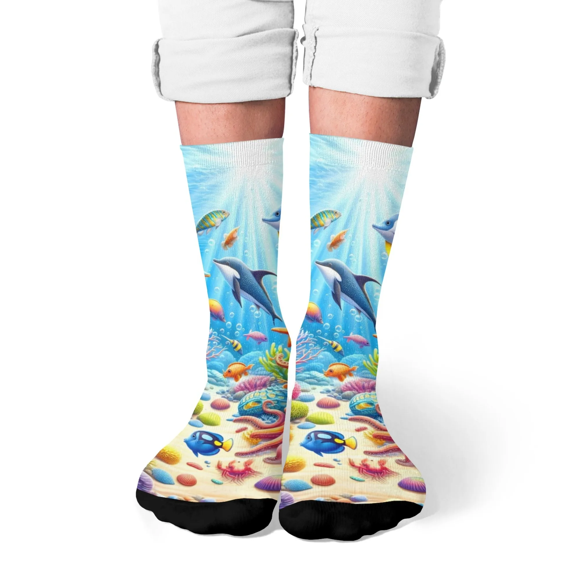 المحيط تحت سطح البحر العالم سعيد الجوارب Harajuku نمط الجدة مضحك الرجال الجوارب للجنسين الجوارب الموضة غير رسمية الكرتون لطيف الجوارب هدية