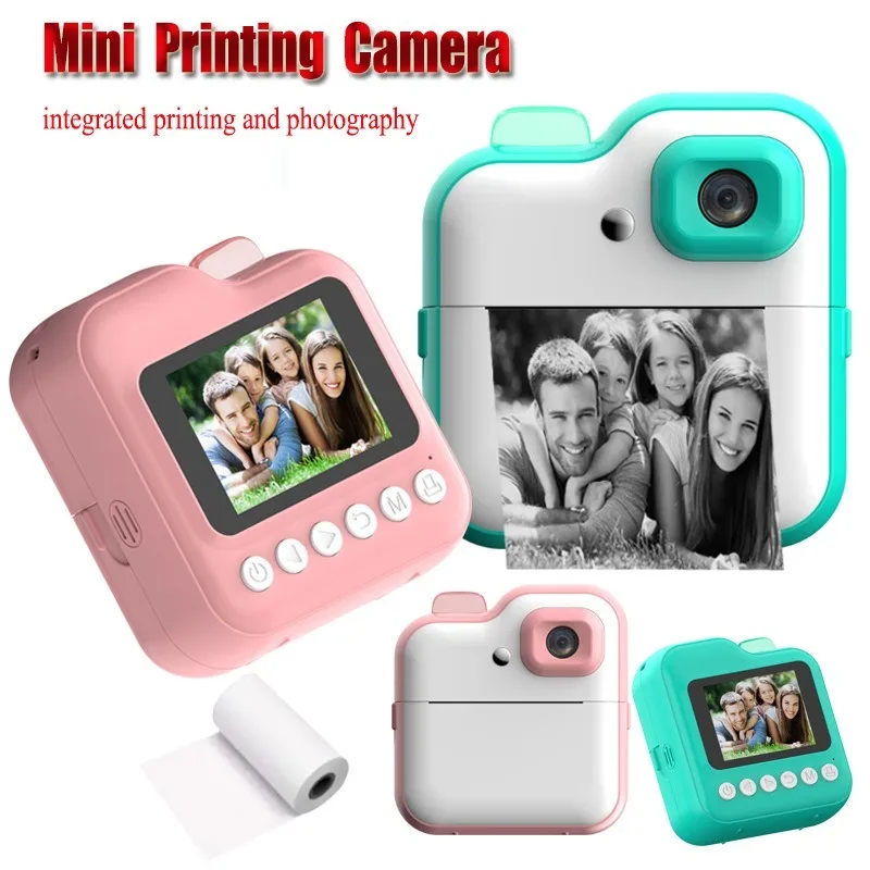 Children Camera Mini Instant Print Digital Camera 32G TF Card Inkless Printing Paper Kids Video Educational Toys For Kids Gift