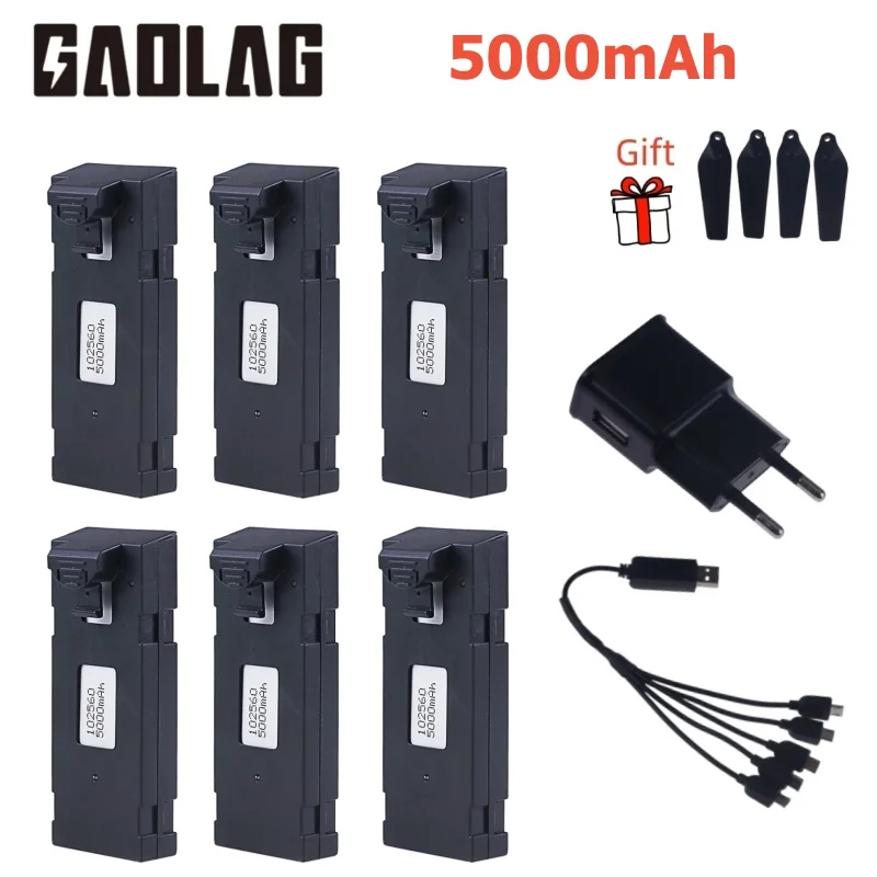 แบตเตอรี่ E88 Li-Po 3.7V 5000mAh สำหรับโดรนอาร์ซี E88 E88PRO E525 E99 P1 K3 P10 A13 S98อะไหล่โดรน RC แบตเตอรี่