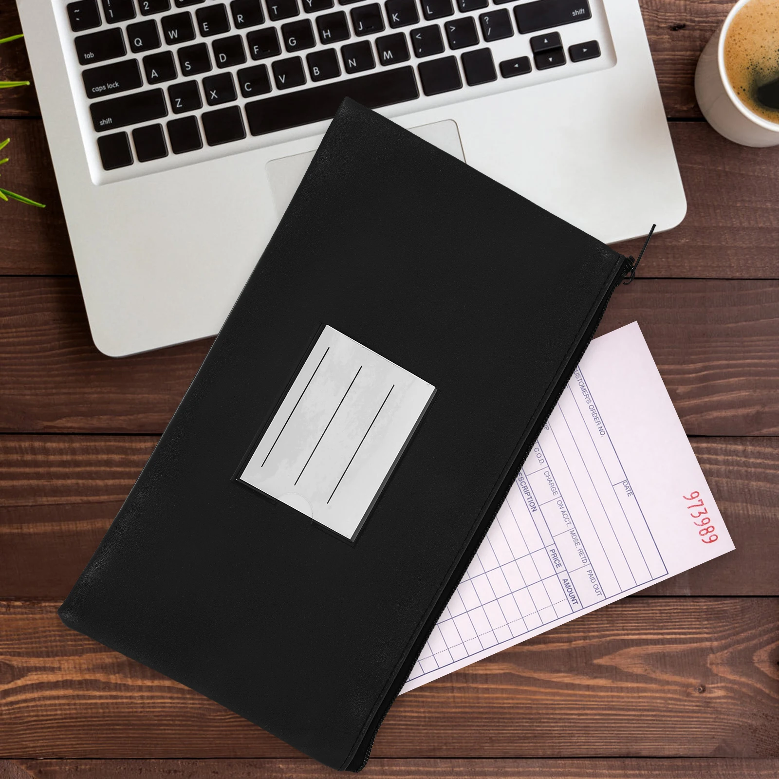 

PU Note Bag Storage Wallet for Cash Black Color Scalable Envelope Money Organizer Pouch Document Holder Travel Use Small