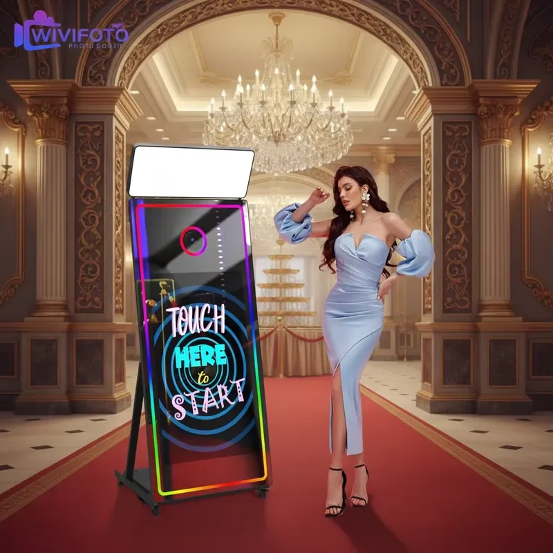 2026 Hot SLR-Compatible Selfie Photo Booth Magic Mirror Photobooth Machine LED Frame Mirror with Printer and