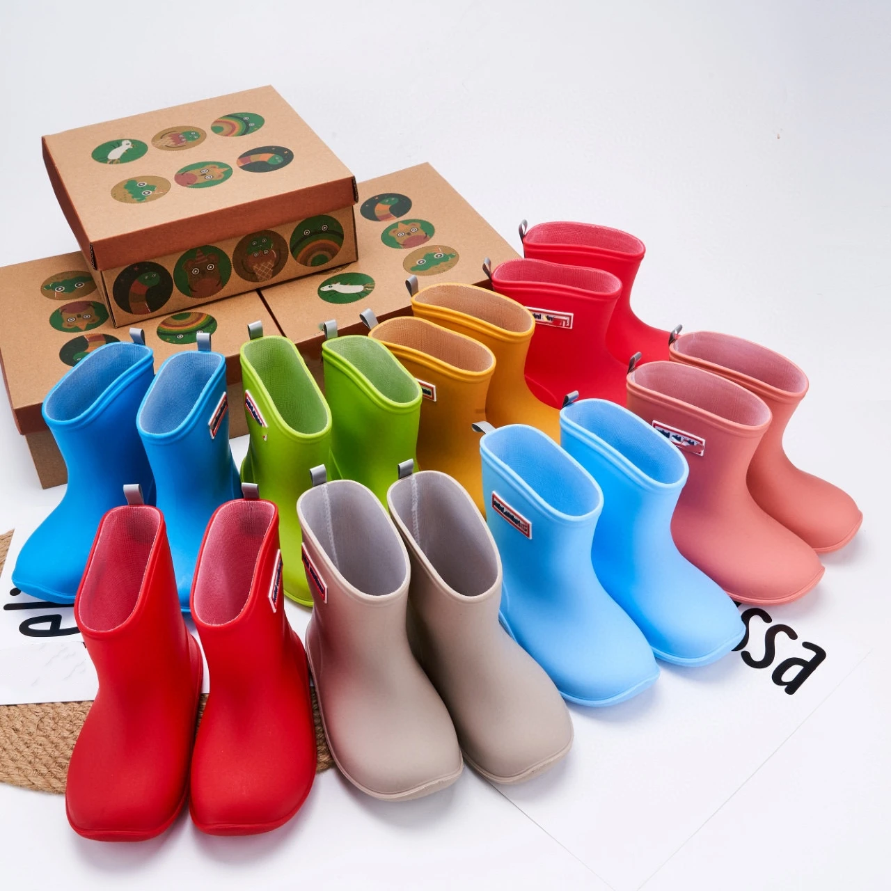 Botas infantis de chuva cor doce, sapatos de chuva para alunos do ensino fundamental, botas de gelatina antiderrapantes para meninos e meninas, moda