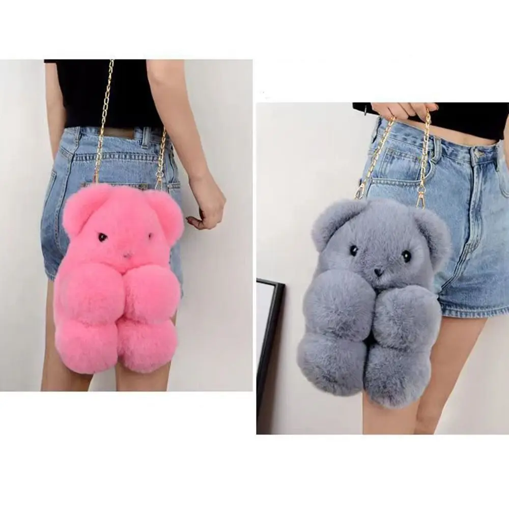 Plush Shoulder Bag Fashion Large Capacity Cartoon Bear Handbag Tote Bag Women Girls