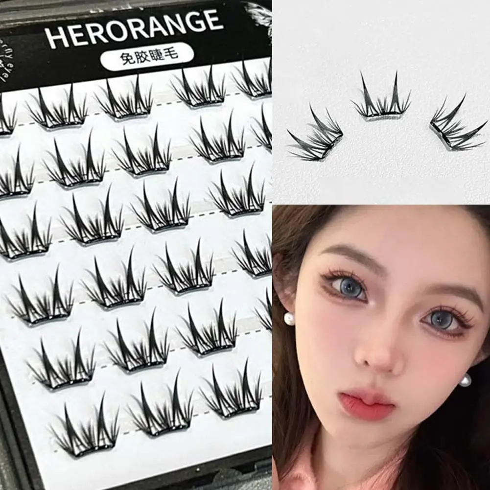 Glue-free Segmented Natural False Eyelashes Thick and Curled Lash 3D Cluster Lashes DIY Makeup Tools NO Glue Eyelash Extensions