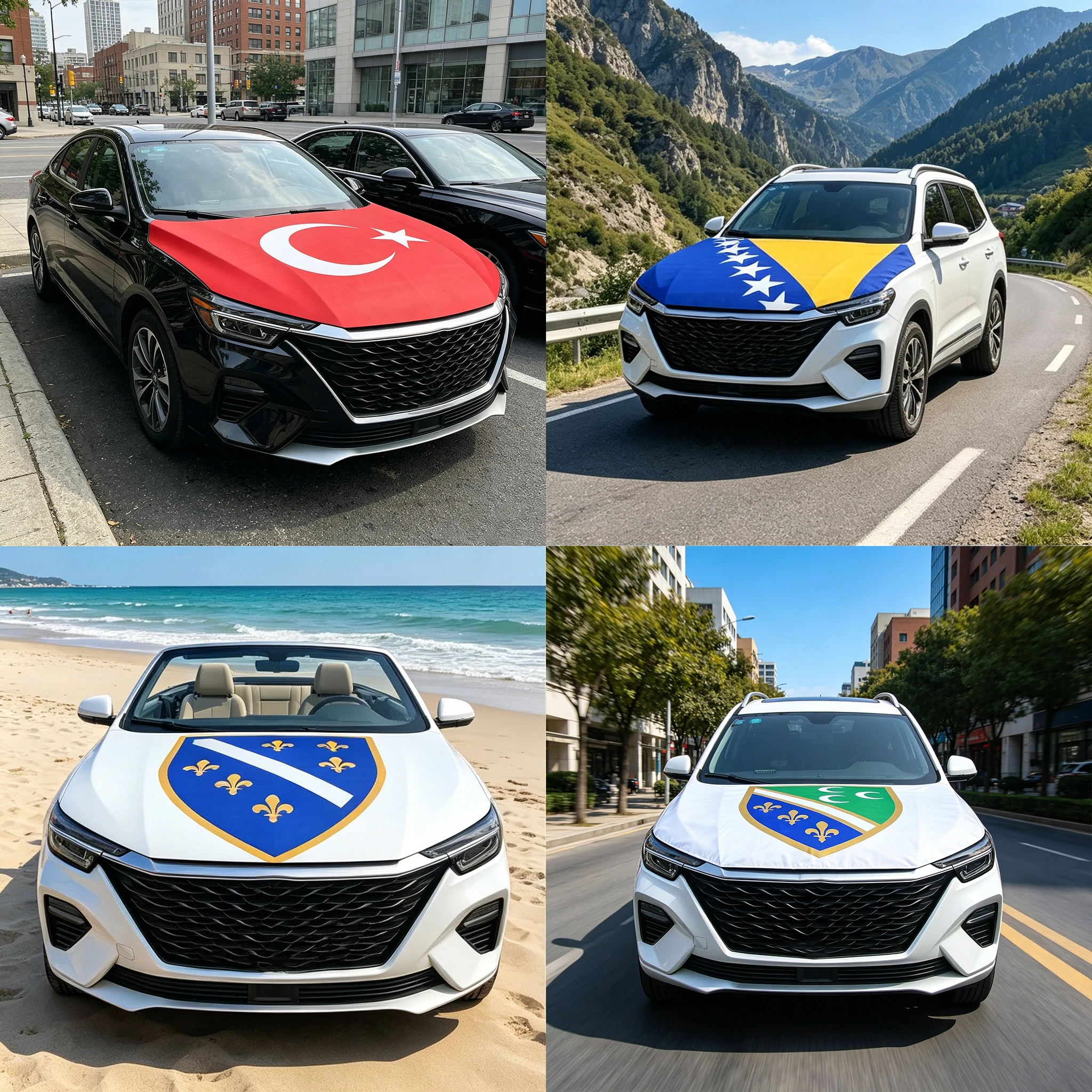 3.8x5.3ft National Turkey Flag Car Engine Hood Cover Bosnia and Herzegovina 1992-1998 Flag For Vehicle Decoration