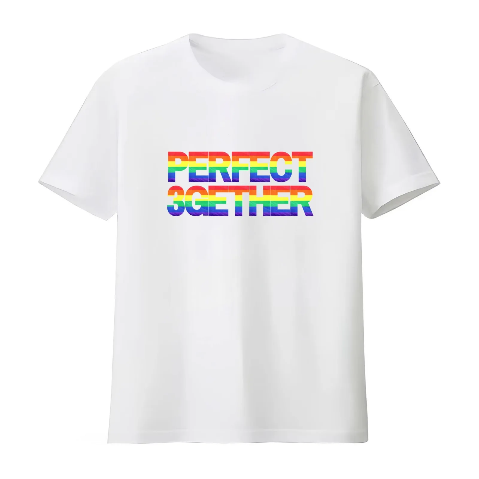 PERFECT 3GETHER PRIDE FLAG THROUPLE TRIAD POLYAMORY T-Shirt Summer Casual Cotton Tee Oversized Streetwear Tops 100% Cotton
