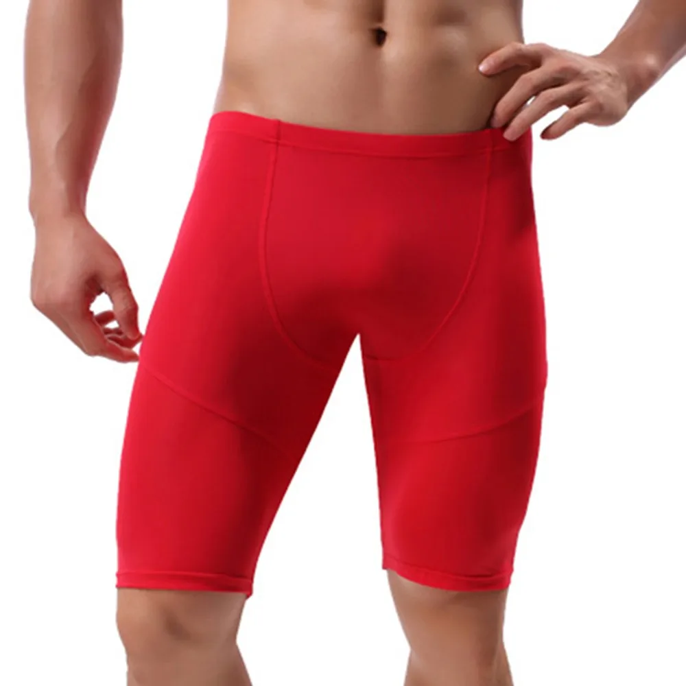 Mens Sheer Solid Color Tight Briefs Gym Sports Tight-fitting Shorts Breathable Fast Drying Training Pants Running Bottoms