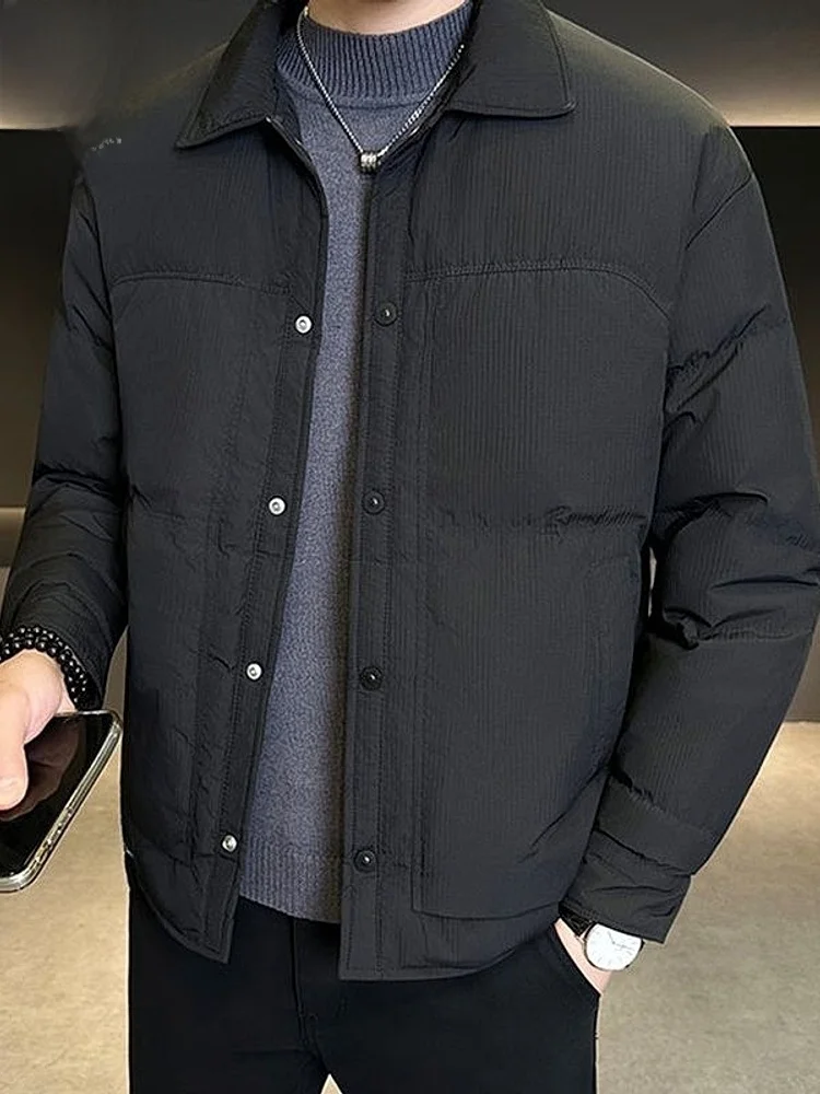 

Men's Du down Jaet Thi Warm Winter Coat 2025 New Sle Flip Collar Outerwear Casual Loose Fit Youth Faion