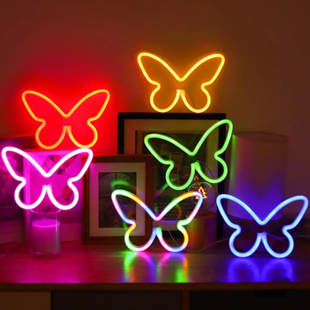 

LED Neon Sign USB/Battery Operated Flicker Free Neon Sign Light 3D Visual Effect Butterfly Shape Night Lamp Party Supplies