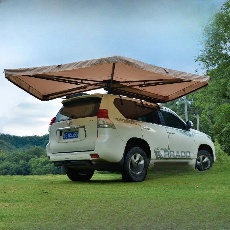 

Vinyl with light fan side tent 270 ° speed open car canopy black sun protection rain