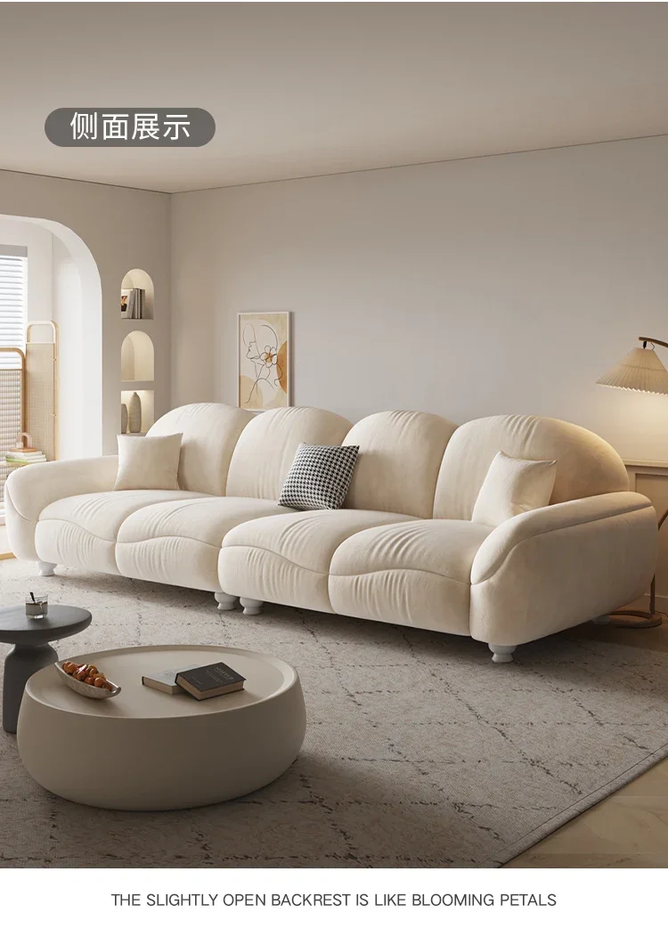 

Sofa living room 2025 new cream style fabric small apartment straight row
