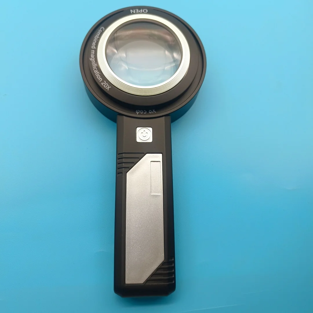 5X/10X/15X Detachable Double Layer Lens Magnifier Handheld Magnifying Glass with LED UV Light for Reading Jewelry Appraisal