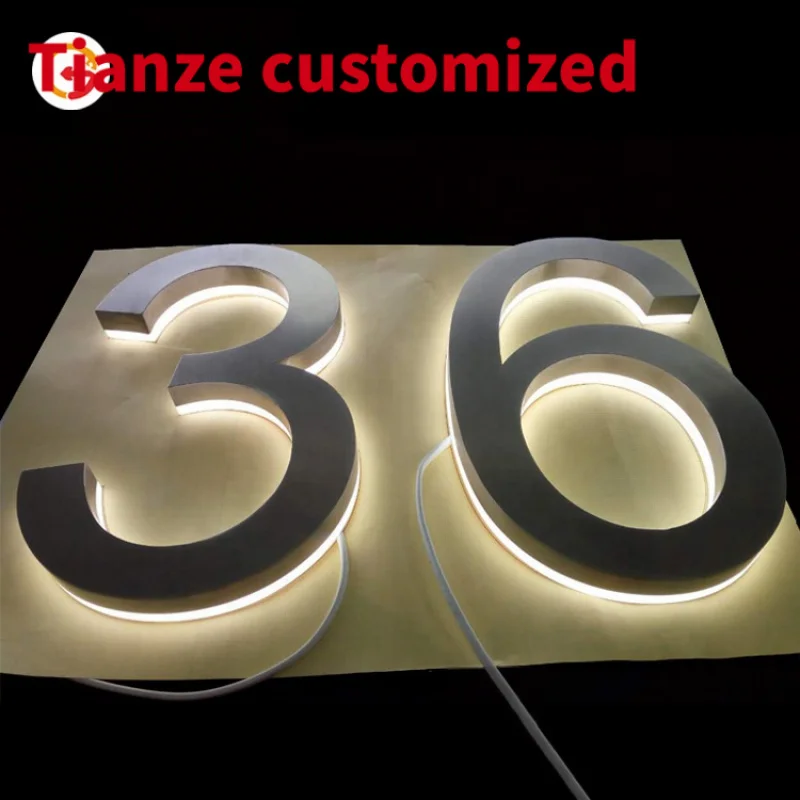 (customized)JAGUARSIGN Custom Hotel Door Numbers Letters Illuminated Silver House Number Street Number LED