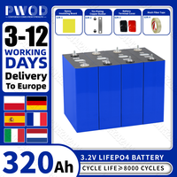 EU Stock PWOD Lifepo4 Battery 320AH 3.2V 8000 Cycles Lithium iron phosphate Cell for Camping RV Boat Cart Solar Energy Storage