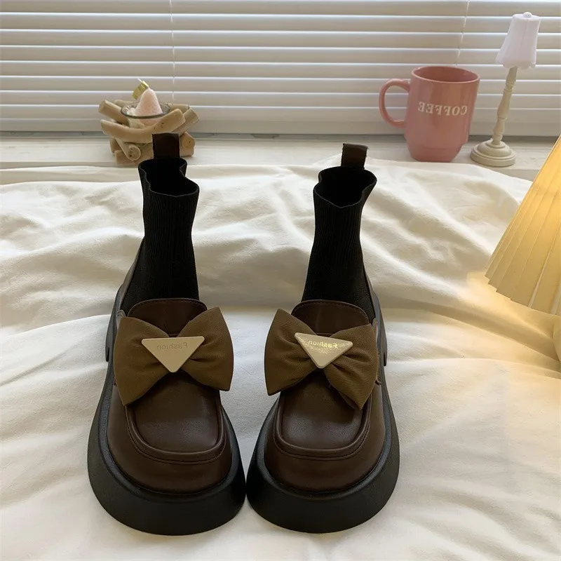 

Новинка 2023 года, универсальные студенческие носки с бантом в японском стиле, весенне-осенние короткие сапоги
