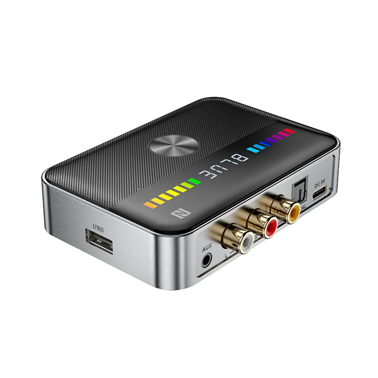 

Bluetooth Transmitter Receiver Compact with RGB Light Rechargeable AUX Adapter for TV Home Stereo Smartphones Headphones Tablet