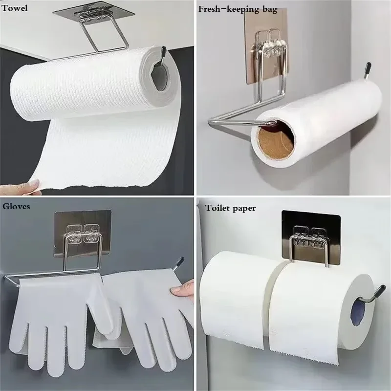 

1PCS Paper Towel Holder For Towels Stand Hanger Kitchen Faucet Bathroom Gadgets Napkin Holders Metal Fixture Improvement Shelf