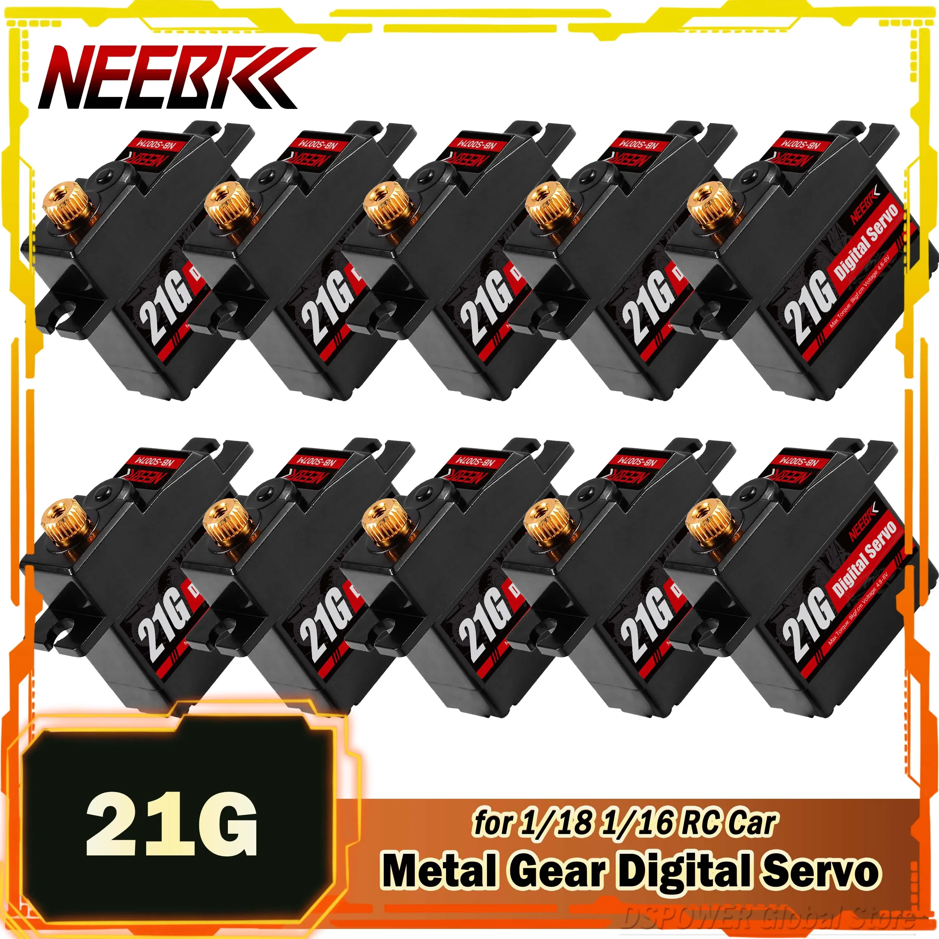 

NEEBRC 21g Digital Servo Metal Gear Motor Waterproof for 1/14 1/16 1/18 RC Car HYPER GO WLTOYS 144001 Airplane MN99S MN78 Part