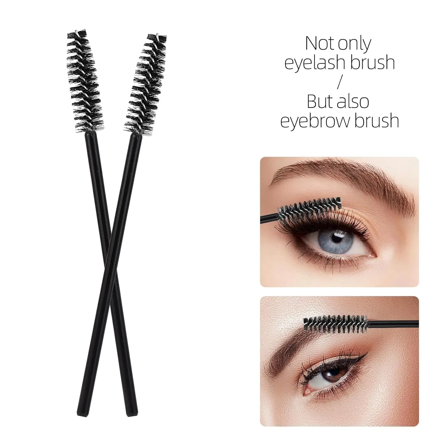 100 Pcs Spoolies Mascara Wands and Lip Brushes Wands, Disposable Eyelash Brushes Lipstick Tester Makeup Applicator Tool(Black)